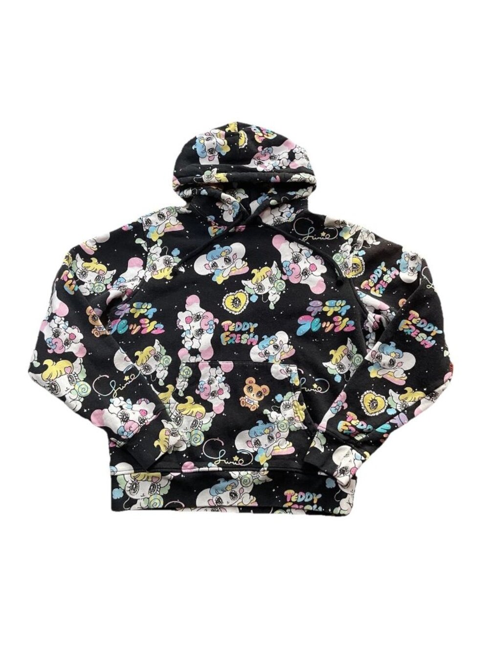 Yurie Sekiya X Teddy Fresh Hoodie Small All Over Print Rare Black